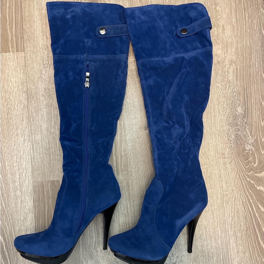 Blue heel boots size 7